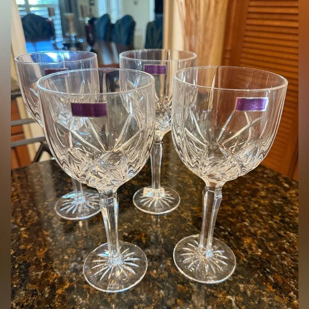 NWT Vintage Waterford Crystal Marquis Brookside Wine Glasses-Set of 4 in Box